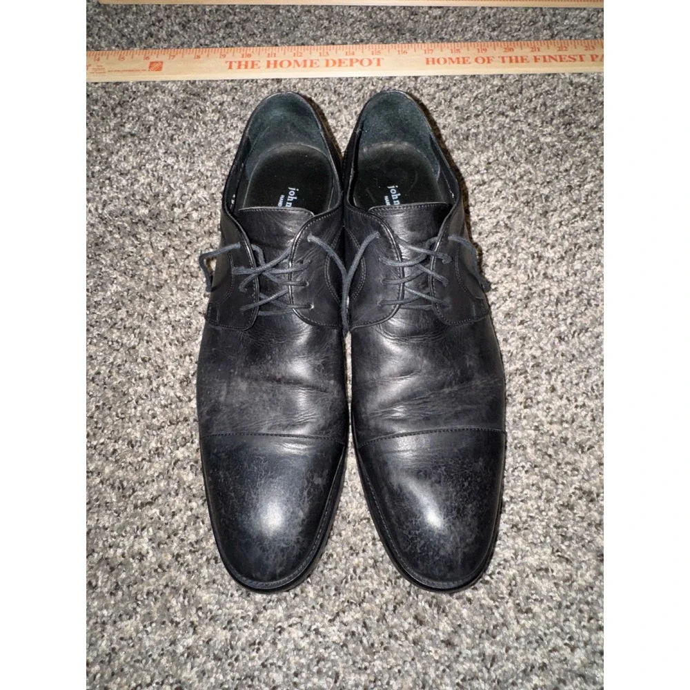 John Varvatos‎ Sz 12 Mens Black Leather Cap Oxford Dress Shoes Made in Italy